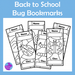 Bugs Insects Color in Bookmarks, Back To School